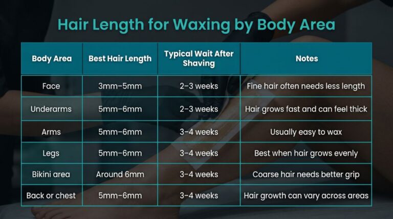 hair length for waxing by body area
