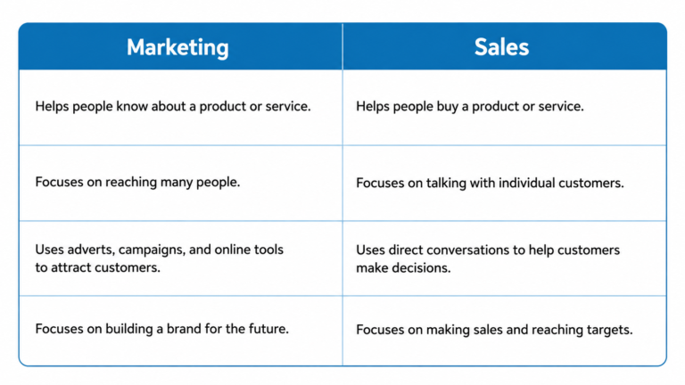 sales and marketing table
